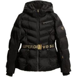 Damska kurtka puchowa Superdry Luxe. Czarne kurtki damskie Superdry., bez wzorów, z puchu, bez kaptura, narciarskie. Za 1,301.40 zł.