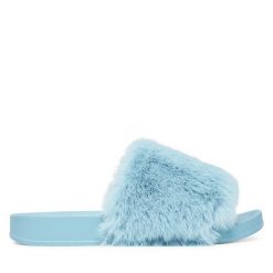 Klapki DeeZee. Niebieskie klapki damskie DeeZee, bez wzorów, bez obcasa. Za 79.99 zł.
