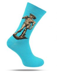 Skarpetki Bawełniane - Tematyczne - Rzeźba na Niebieskim Tle. Niebieskie skarpetki męskie His Story, bez wzorów, z bawełny. Za 29.99 zł.
