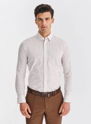 PAKO LORENTE – Biała koszula w kwiatowy print. Białe koszule męskie Pako Lorente, xl, bez wzorów, z bawełny, bez kołnierzyka, bez ramiączek. Za 299.99 zł.