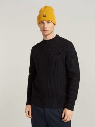 G-Star Sweter w kolorze czarnym rozmiar: M. Czarne swetry męskie G-Star, m, bez wzorów, prążkowane, bez kołnierzyka. Za 175.67 zł.