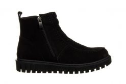 Botki Bayla-161 191 425 Black Nubuck 161643, Czarny, Skóra naturalna - 40. Czarne botki damskie Bayla, na zimę, z gumy, eleganckie, z okrągłym noskiem, bez obcasa, bez zapięcia. W wyprzedaży za 269.10 zł.