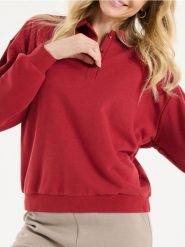 Bluza z kołnierzykiem - czerwony. Czerwone bluzy bez kaptura damskie Sinsay, l. Za 29.99 zł.