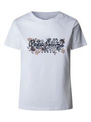 Pepe Jeans Koszulka "Rosalind" w kolorze białym rozmiar: L. Białe bluzki damskie Pepe Jeans, l, bez wzorów, z bawełny, bez kołnierzyka, bez ramiączek. Za 105.14 zł.