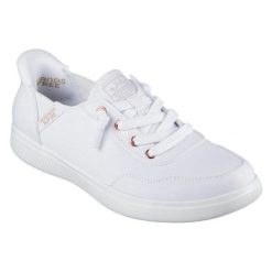 Buty Skechers Slip Ins Skip Cute - B Cute Sweet 114815-WHT białe. Białe buty sportowe na co dzień damskie bez wzorów, z tkaniny, trekkingowe. Za 435.61 zł.