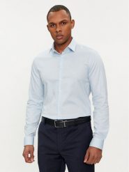 Calvin Klein Koszula Micro Dot K10K112884 Błękitny Slim Fit. Niebieskie koszule męskie CALVIN KLEIN, m, bez wzorów, z bawełny, bez kołnierzyka, bez ramiączek. Za 299.99 zł.