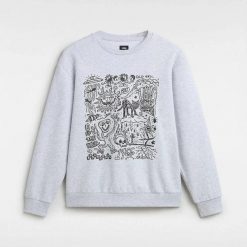 Bluza polarowa VANS SKOOL DOODLE FT RELAXED CREW Szary. Szare bluzy bez kaptura męskie Vans, xl, z polaru. Za 182.99 zł.