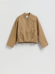 Kurtka ze stójką - brązowy. Brązowe kurtki damskie Reserved, l, bez wzorów, z bawełny, bez kaptura. Za 179.99 zł.