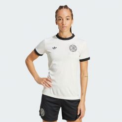 Koszulka Germany Anniversary. Białe bluzki damskie Adidas, xs, bez wzorów, z materiału, sportowe, bez kołnierzyka, bez ramiączek. Za 449.00 zł.