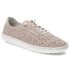 Różowe Półbuty Rieker Wygodne Obuwie Damskie. Czerwone półbuty damskie Rieker, w ażurowe wzory, sportowe, bez obcasa, na płaskiej podeszwie. Za 319.00 zł.
