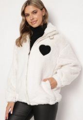 Jasnobeżowa Kurtka Futrzana z Serduszkiem Zozinay. Brązowe kurtki damskie Born2be, l, bez wzorów, z futra, bez kaptura. Za 209.99 zł.