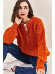 Bianco Lucci Sweter w kolorze pomarańczowym rozmiar: onesize. Pomarańczowe swetry klasyczne damskie Bianco Lucci, bez kołnierzyka. Za 69.58 zł.