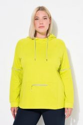 Damskie Bluza z kapturem odblaskowe lamówki kaptur kieszeń na zamek. Zielone bluzy sportowe damskie Ulla Popken, plus size, bez wzorów, z bawełny, bez ramiączek, długie, z kapturem. Za 279.99 zł.