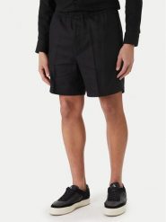 Calvin Klein Szorty materiałowe LV04LF620G Czarny Straight Fit. Czarne szorty męskie CALVIN KLEIN, bez wzorów, z bawełny. Za 449.99 zł.