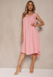 Różowa Basicowa Sukienka o Rozkloszowanym Kroju Mevolira. Czerwone sukienki damskie Renee, na co dzień, l, bez wzorów, eleganckie, bez kołnierzyka, bez ramiączek, midi, rozkloszowane. W wyprzedaży za 45.49 zł.
