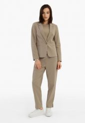 Spodnie z prostą nogawką R-SAMI. Czarne spodnie materiałowe damskie Volcano, bez wzorów, z bawełny, eleganckie. Za 169.99 zł.