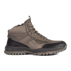 Męskie brązowe zimowe buty trekkingowe. Brązowe buty trekkingowe męskie na zimę, bez zapięcia. Za 227.37 zł.