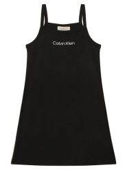 Calvin Klein Sukienka letnia Skater LVCKSJH08G Czarny Regular Fit. Czarne sukienki dziewczęce CALVIN KLEIN, na lato, bez wzorów, z syntetyku, bez ramiączek. Za 189.99 zł.