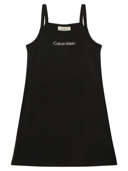 Calvin Klein Sukienka letnia Skater LVCKSJH08G Czarny Regular Fit. Czarne sukienki dziewczęce CALVIN KLEIN, na lato, bez wzorów, z syntetyku, bez ramiączek. Za 189.99 zł.