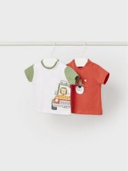 Mayoral Komplet 2 t-shirtów 1002 Kolorowy Regular Fit. T-shirty chłopięce Mayoral, bez wzorów, z bawełny, bez ramiączek. Za 99.99 zł.