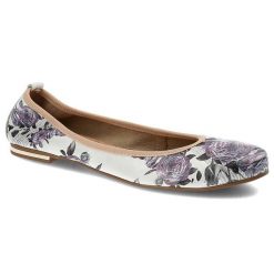 Baleriny damskie Laviano, wsuwane z cholewką w kwiaty i zaokrąglonym noskiem, białe fioletowe, 190. Białe baleriny damskie La’viano, bez wzorów, ze skóry, bez obcasa, na płaskiej podeszwie. Za 159.00 zł.