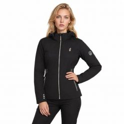 Kurtka softshell damska BELLE wodoodporna. Czarne kurtki softshell damskie Aulp, l, bez wzorów, z elastanu, bez kaptura. Za 719.99 zł.