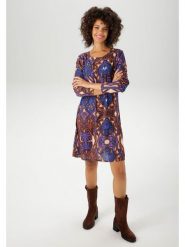 Aniston Sukienka w kolorze niebiesko-fioletowo-jasnobrązowym rozmiar: 42. Niebieskie sukienki damskie Aniston, na co dzień, bez wzorów, bez kołnierzyka, bez ramiączek, midi, proste. Za 104.39 zł.