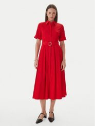 LOLA CASADEMUNT Sukienka koszulowa LS2616089 Czerwony Regular Fit. Czerwone sukienki damskie lola casademunt, s, bez wzorów, z bawełny, bez kołnierzyka, bez ramiączek, koszulowe. Za 838.99 zł.