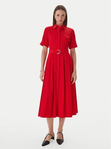 LOLA CASADEMUNT Sukienka koszulowa LS2616089 Czerwony Regular Fit. Czerwone sukienki damskie lola casademunt, s, bez wzorów, z bawełny, bez kołnierzyka, bez ramiączek, koszulowe. Za 838.99 zł.