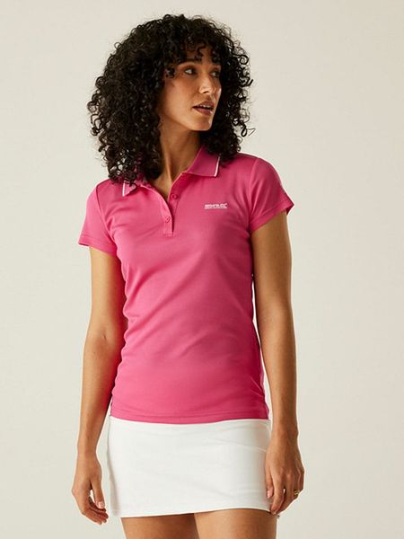 Regatta Funkcyjna koszulka polo "Maverick V" w kolorze różowym rozmiar: 42. Różowe bluzki sportowe damskie Regatta, z materiału, bez kołnierzyka, bez ramiączek. Za 50.45 zł.