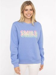 Zwillingsherz Bluza "Smile" w kolorze błękitnym rozmiar: S/M. Niebieskie bluzy bez kaptura damskie Zwillingsherz, m. Za 219.60 zł.