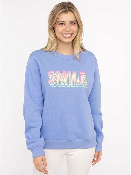Zwillingsherz Bluza "Smile" w kolorze błękitnym rozmiar: S/M. Niebieskie bluzy bez kaptura damskie Zwillingsherz, m. Za 204.48 zł.