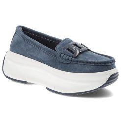 Granatowe Półbuty Filippo Wsuwane Buty Damskie Na Platformie. Niebieskie półbuty damskie Filippo, bez wzorów, z jeansu, biznesowe, bez obcasa, na platformie. Za 161.99 zł.