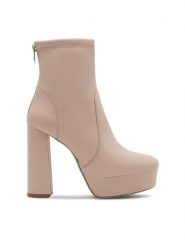 Eva Minge Botki LUGO-111072 Beżowy. Brązowe botki damskie Eva Minge, ze skóry, bez obcasa, na słupku, bez zapięcia. Za 274.99 zł.