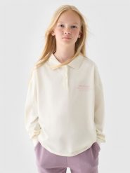 4F Longsleeve gładki dziewczęcy - biały 146 (10-11 lat). Białe koszulki dziewczęce 4f, bez wzorów, z bawełny, bez ramiączek. W wyprzedaży za 19.99 zł.