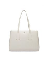 Calvin Klein Torebka Ck Medium Work Tote LV04F3442G Beżowy jasny. Brązowe torebki klasyczne damskie CALVIN KLEIN, bez wzorów, ze skóry, bez dodatków. Za 649.99 zł.