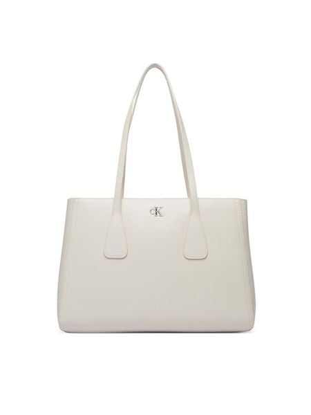 Calvin Klein Torebka Ck Medium Work Tote LV04F3442G Biały. Białe torebki klasyczne damskie CALVIN KLEIN, bez wzorów, ze skóry, bez dodatków. Za 649.99 zł.
