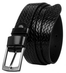 Pasek męski czarny Rovicky PLW-R-15 BLACK. Czarne paski męskie ROVICKY, z aplikacjami, ze skóry. Za 43.00 zł.