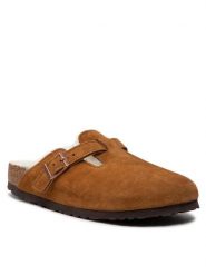 Birkenstock Klapki Boston Vl/Sheraling 1001141 Brązowy. Brązowe klapki damskie Birkenstock, bez wzorów, ze skóry, bez obcasa. Za 799.99 zł.