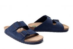 DR. BRINKMANN 701007-05 blau, klapki damskie. Niebieskie klapki damskie Dr. Brinkmann, bez wzorów, ze skóry, bez obcasa. Za 246.42 zł.