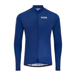 Damska koszulka kolarska z długim rękawem – Granatowa. Niebieskie topy sportowe damskie KEADA SPORTS, m, z aplikacjami, z jersey, bez ramiączek. Za 332.00 zł.