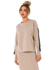 Made of emotion Sweter w kolorze beżowym rozmiar: L. Brązowe swetry klasyczne damskie Made Of Emotion, l, bez kołnierzyka. Za 178.95 zł.