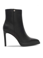 Eva Minge Botki CARACAL-0501 Czarny. Czarne botki damskie Eva Minge, ze skóry, bez obcasa, na szpilce, bez zapięcia. Za 479.00 zł.