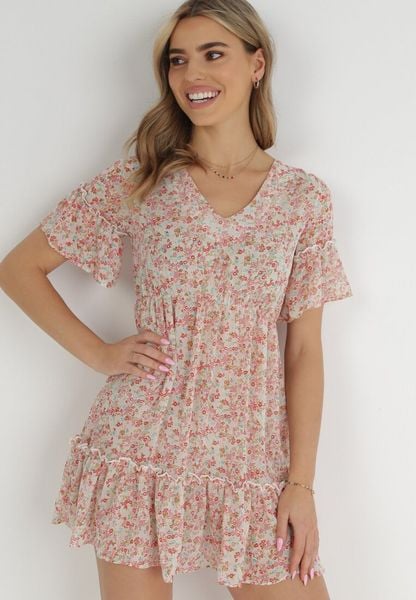 Różowa Sukienka Myspheme. Czerwone sukienki damskie Born2be, na lato, l, bez wzorów, z tkaniny, bez kołnierzyka, bez ramiączek, mini. Za 119.99 zł.