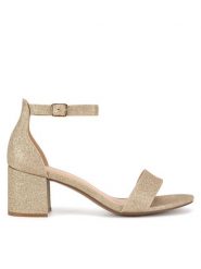 JENNY Sandały KARINE WS0730-07 Złoty. Żółte sandały damskie Jenny, bez wzorów, z materiału, bez obcasa, na słupku. Za 159.99 zł.