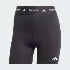Krótkie legginsy TECHFIT. Czarne legginsy sportowe damskie Adidas, l, bez wzorów, z elastanu, z podwyższonym stanem, na fitness i siłownię, techfit (adidas). Za 119.00 zł.