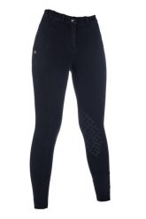 Damskie spodnie jeździeckie o pełnej przyczepności HKM Harbour Island Denim. Czarne spodnie materiałowe damskie HKM, bez wzorów, z denimu, z podwyższonym stanem. Za 327.50 zł.