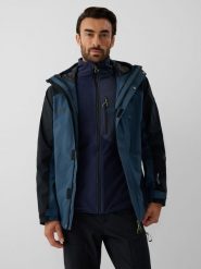 4F Kurtka trekkingowa 3w1 membrana 10000 męska - denim S. Niebieskie kurtki męskie 4f, l, bez wzorów, z denimu, bez kaptura. Za 599.99 zł.
