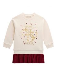 Guess Sukienka dzianinowa K5BK07 KAD74 Écru Regular Fit. Sukienki dziewczęce Guess, z aplikacjami, z bawełny, bez ramiączek. Za 185.50 zł.