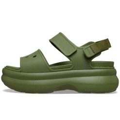 Sandały Crocs Sandał Soho Y Strap W Damskie. Zielone sandały damskie Crocs, bez wzorów, z materiału, bez obcasa. Za 289.99 zł.